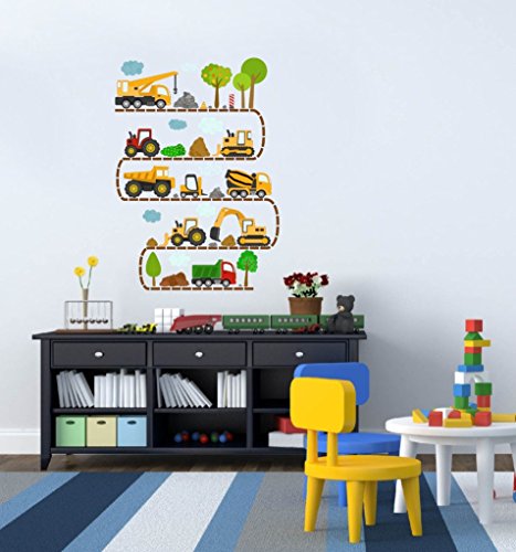 Preisvergleich Produktbild Aufkleber Wandaufkleber Kinderzimmer Babyzimmer Wandtattoo Bagger Bauwagen Lastkraftwagen Lastwagen Bagger Tiere autos cars Waldtiere Kinderzimmer Wandaufkleber Dekoration fürs Baby MK 104 XL