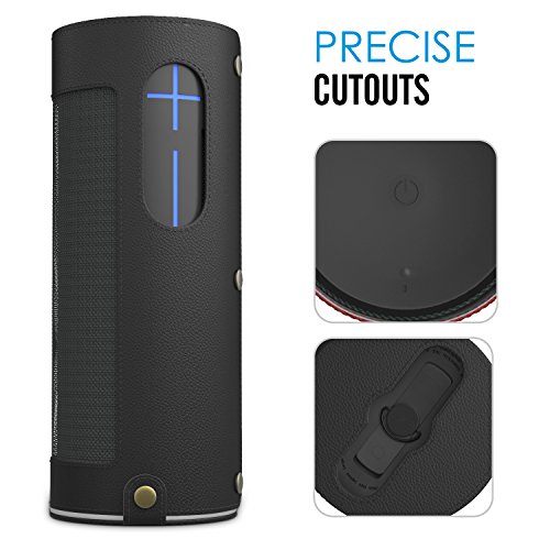 MoKo UE MEGABOOM Lautsprecher Hülle Abdeckung, Premium Kunstleder Schutzhülle Tasche Case mit Handschlaufe / Karabiner für UE MEGABOOM Bluetooth Wireless Speaker, Schwarz - 4