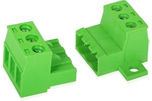 GINTOOYUN 5 juegos de 3 polos 5,08 mm Terminal, 2EDGRK Phoenix Connector 3 Pin with Screw Lock Plate Fixed, PCB Pluggable Screw Terminal Block Connectors, 5,08 mm Pitch macho Female Plug (estilo 8)