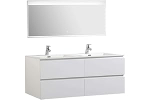 BERNSTEIN Mobile bagno Alice 1380bianco opaco - Specchio opzionale, Specchio:Senza specchio, Lavabo minerale:lucido