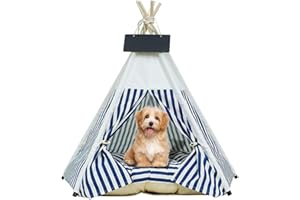 MAYCOLY Tienda De Campaña para Mascotas con Cojín, Tienda De Campaña para Perros y Gatos, Extraíble y Lavable Plegable Casas para Mascotas, Pets Teepee Dog, 50X50X60CM