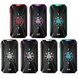 Technische Daten Maße: 49 mm x 92 mm x 34,5 mm Anschluss: 510er Gewinde Akku: 2 x 20700 Akku oder 2 x 18650 Akku per Adapter Ausgangsmodis: Halb-Mechanischer-Modus Ausgangsleistung: max. 360 Watt Ausgangsspannung: 2.7 Volt-7,2 Volt Widerstandsbereich: 0,05 Ohm-3,0 Ohm Laden: extern oder per Micro-USB Port