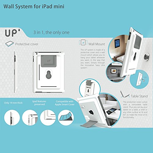 Exelium UP120W Set für iPad Mini: Wandhalterung, Schutzhülle und Standfuß System, nutzbar vertikal (25°/60) und horizontal (25°/60°), weiß - 4