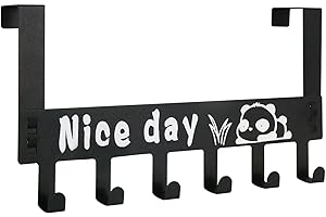 KAXIMON Over The Door Hanger with 6 Hooks, Over Door Coat Hooks for Hanging Coat, Towel, Bag, Robe - Hangers Hooks Ideal for Bedroom, Bathroom, Wardrobe