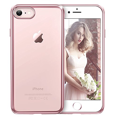 Funda iPhone 8 HanLuckyStars iPhone 7 Funda Carcasa Gel con Ultra Fina   Shock-Absorci  n   Anti-Ara  azos  Garant  a de por vida  para iPhone 7 2016  iPhone 8 2017  Rosa