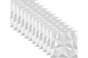 JCRWXP 12 Stück 3D Wandpaneele, Bringen Sie Eine Filmrolle Mit, 30 × 30cm Matt Weiß Diamant Paneele Wand, PVC Gaming Wandpaneele, für Dekoration von Wohnzimmer, Schlafzimmer, Badezimmer