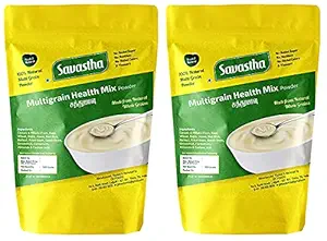 Savastha Natural Multi Grain Health Mix Powder, Sathu Maavu, Cereals, Pulses and Nuts Porridge for a Balanced Nutritious Breakfast Food for Kids, Adults, Elderly People. 500 Gm - Pack of 2