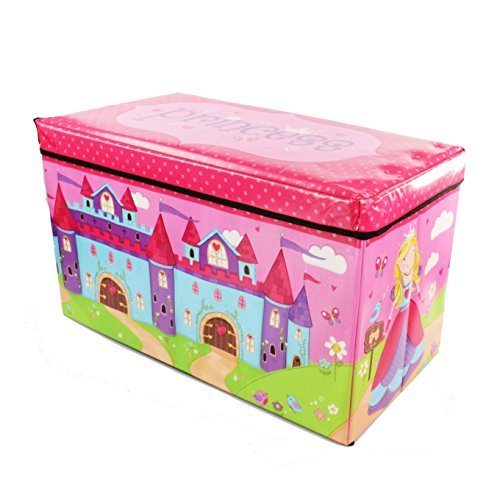 Kids Childrens Large Storage Toy Box Boys Girls Books Chest Clothes Seat Stool Shopmonk (Princess)