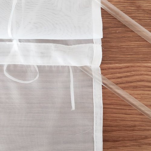 KOU-DECO Raffrollo Tunnelzug Gardinen Voile Transparent Polyester 1er-Pack Vorhang (B*H 100*155cm, weiß) - 5