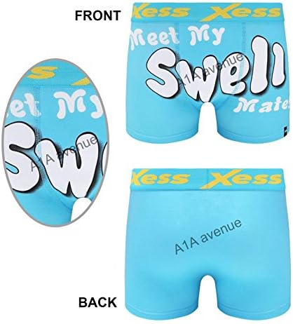 Xess Men's Novelty Boxer Shorts Funny Rude Trunks Shorts Underwear S-XL Swell Mate (Large, Aqua)