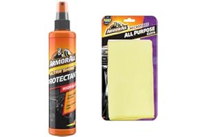 Armor All Limpiador de Salpicaderos Coche en Spray 300 ml y Paño Microfibra, Hidrata Plástico, Limpia y Protege Superficies del Sol, Renueva Vinilo, Previene Envejecimiento y Pérdida de Color