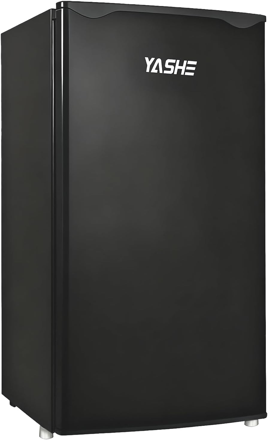 YASHE 92L Mini Fridge with Freezer, Single Door Compact Refrigerator, Small Fridge with Adjustable Thermostat, Large Capacity, Reversible Door, Mini Refrigerator for Bedrooms, Offices, Dorms