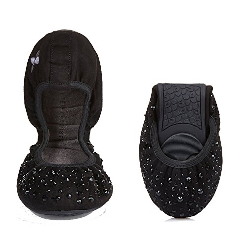 Butterfly Twists Women's Christina Crystal Embellished Folding Ballerina Flat Pumps UK6 - EU39 - US8 - AU7 Black