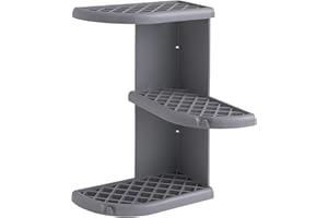 Gedy G-Oscar Mensola Doccia angolare, Colore Grigio, Dimensioni 37,3X23X23 CM Peso 0,356 kg, mensola Bagno in Resina, Finitura Grigia, Anni di Garanzia 2, Design R&S