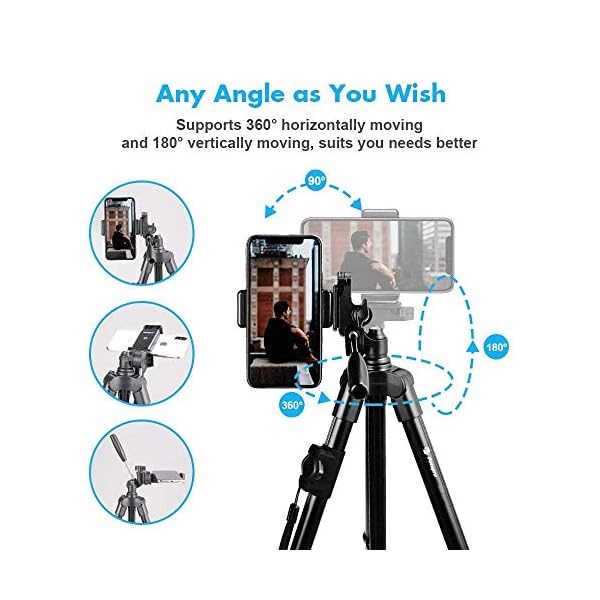 Fotopro Trípode Cámara 150 cm, Trípode de Aluminio para iPhone, Tripodes de Teléfono, Trípode Portátil, Soporte de la… - Image 4