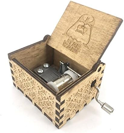 Cuzit Antique carved Star wars wooden hand crank Musical Box Star wars Theme Music Box Wood Toys