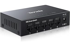 Tenda TEG205E Managed Switch 5 Port Rj45 Gigabit Switch 10/100/1000 Mbps, Smart Switch LAN distributore (IGMP-Snooping, QoS, VLAN, carcassa metallica