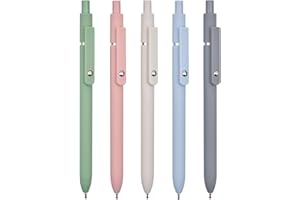 LVZONGXIN (5 Stück) 0.5mm Gelschreiber, 0,5 mm einziehbare Gel Tintenstifte, niedlicher Kugelschreiber, schwarze Tinte, glatte Schreibstifte, Pastell Roller Kugelschreiber für Schule