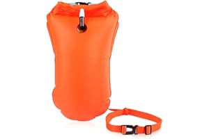 Aoreun Boya de Natación para Aguas Abiertas, Flotadora de Color Llamativo con Cinturón Ajustable, Flotador de flotación y Bolsa Seca, Boya de Natación Inflable para Entrenamiento Acuático/Triatleta