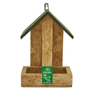 Nature Forever Hut Wooden Feeder, Brown