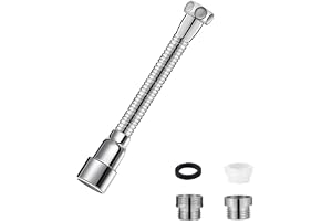 Vattenkransförlängning 20 cm, kran förlängning kök vattenkran fäste med 2 st kran adapter 360 graders vridbar vattenkran förlängning spruthuvud för kök badrum barer toalett