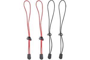 ABOOFAN 4 correas elásticas para mochilas, correas de corbata, cable ajustable, hebilla de fijación para camping, senderismo, trekking, mochila al aire libre, montañismo, color negro y rojo