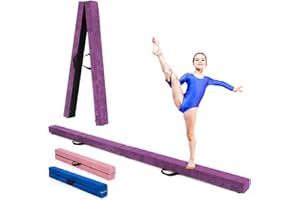 RELAX4LIFE Poutre Gymnastique Pliable 210 cm en Finette avec Pieds Surélevés, Poutre Gym au Sol Portable avec Poignées de Transport, Gymnastique Materiel pour Enfants et Adultes