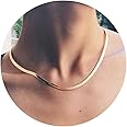 Tewiky Herringbone Necklace for Women Dainty 14k Gold Snake Chain Necklace Layered Gold Herringbone Double Flat Snake Chain Choker Necklace Thin Chunky Chain Necklace Gift for Her