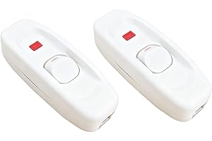 Powice 2 x przełącznik pośredni z czerwoną lampką kontrolną, przełącznik żyłowy 10 A, przełącznik 230 V, przełącznik kablowy, odpowiedni do 2-żyłowych kabli zasilających i małych urządzeń lub