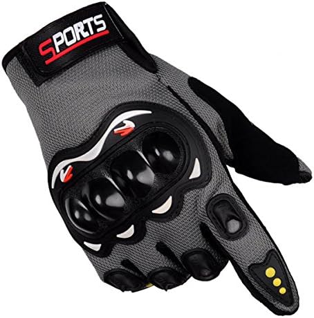 New Fabric Biker Knuckle Motorcycle Motorbike Full Finger Motocross Gloves 1Pair (Gray)