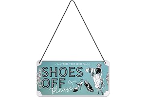 Nostalgic-Art Targa da Appendere Shoes off – Idea Regalo per i nostalgici, in Metallo, Decorazione con Design Vintage, 10 x 20 cm