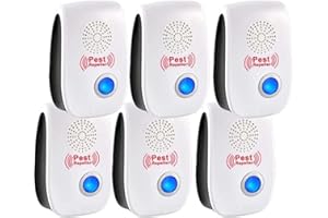 PUTAII Ultrason Anti Moustique, 6 Pack Répulsif à Ultrason, Ultrason Souris et Rats, Intérieur Répulsif Électronique Insectes, Moustiques, Cafards, Araignées, Fourmis