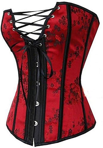 HAMANY Women's Lace Floral Overbust Corset Waist Cincher Bustier,Size XL