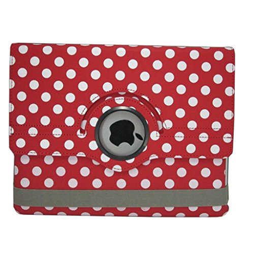 iPad 2/ iPad 3/ iPad 4 Hülle, Apple iPad 2/ iPad 3/ iPad 4 Hülle Lifetrut® Ultra-slim Flip Kunstleder Tasche Edles Cover Leder Case Ultra Dünn und super leicht Leder Hülle Schutz Hülle mit Standfunktion [Rot + Weiß Polka-Punkt]