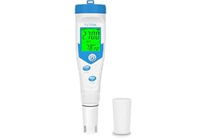 YINMIK Testeur Sel Piscine, Testeur de pH et Salinité Piscine avec Affichage Simultané, 5 en 1 Salinomètre, Testeur pH Conductivité Sel EC TDS Temp pour Aquarium, Spa, Eau Potable, Hydroponique