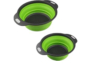 SALUBOHUM 2 Faltbarers Seiher Sieb, Silikon-Klappfilter für die sieb küche，geeignet für Nudeln，Obst und Gemüse in der Küche Abtropfsieb Spülbecken (23,5 + 29 cm)(grün)