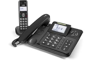 Doro Comfort 4005 Telefono Fisso Casa + Telefono Cordless DECT - Telefono Anziani - Segreteria Telefonica - Cordless Anziani - Chiamata Rapida - Identificazione Chiamante - Vivavoce (Nero)