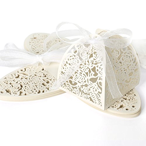 25 x ivory weiß Laser Cut Hochzeit Taufe Gastgeschenk Geschenkbox Kartonage Schachtel Bonboniere Box Hochzeit Dekoration Hochzeitsdeko Tischdeko