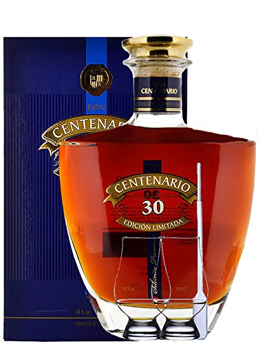 Preisvergleich Produktbild Ron Centenario 30 Jahre Edition Limitada Premium Rum Costa Rica 0,7 Liter + 2 Glencairn Gläser + Einwegpipette 1 Stück