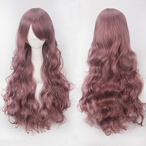 Women 32Inch(80cm) Long Curely Full Wig Cosplay Wig Party Daily Wig (purple yam)