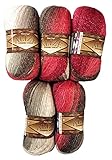 500 metros por ovillo. 5 x 1984 a punto y ganchillo blanco Alize Glitter Rojo Marrón Gris degradado lana 100 G, 500 g Metálico bufanda con mohair