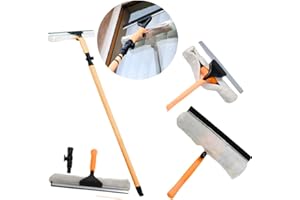 RAHAIM Extendable Window Cleaning Pole 3.5m / 11.5 Feet Telescopic Window Cleaner Kit Soft Head Window Squeegee for Car & Glass Cleaning Rubber Mop Long Metal Pole with 180° Adjustable Handle