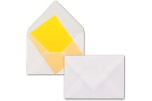 NEUSER PAPIER 100 x koperty DIN B6-125 x 176 mm – przezroczyste białe – przezroczyste koperty – bardzo wysoka jakość – 92 g/m² – mleczna przezroczysta – klejenie na mokro