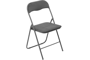 5 five simply smart Chaise Pliante Velours Gris, Gris foncé