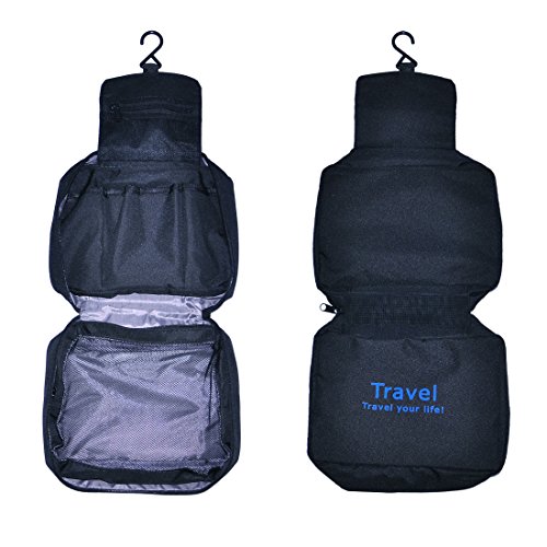 EQLEF® Schwarz Kosmetikum Bade Tasche, Wasserdicht Spielraum-Toilettenartikel Kosmetik Make-up Badezimmer Badewanne Camping Wandern Beutel-Organisator - 4