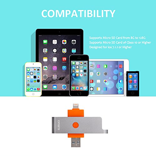 [Apple MFI Certified] OMARS® TF Micro SD Kartenleser Lightning USB Stick iPhone iPad Kartenlesegerät (Keine SD-Karte enthalten) - 7
