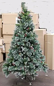 Aaryash good deals creations Artificial Snowy Pine Red Berries Decorative Christmas Tree (Green)