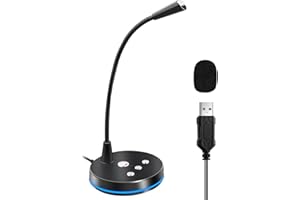 LarmTek - Micrófono USB para PC, gaming, portátil, compatible con PS4, Mac, Windows 7/8/10, para Discord, YouTube, Skype, Podcast
