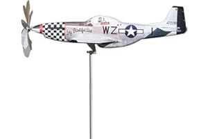 BBAUER Hilandero De Viento De Avión, Veleta De Avión De Acero Inoxidable, Avión De Molino De Viento De Metal, Hilandero De Viento Resistente A La Intemperie, Veleta De Avión Flotante para Patio Jardín Patio