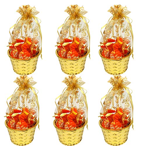 Evisha 3 pcs Small Size Golden Net Potli Baskets